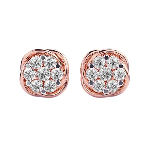 925 Sterling Silber Faszinierende Flora Ohrstecker | Roségold-Beschichtung | Anzahl der Steine: 14 | Edelsteingröße: 0,01–0,07 mm | Gewicht: 0,51 Karat | Form: rund | 3,15 Gramm | LKE_R_00225 von LKBEADS