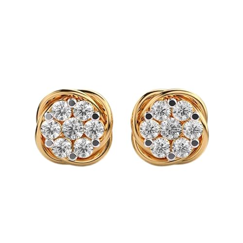 925 Sterling Silber Faszinierende Flora Ohrstecker | Vergoldung | Anzahl Steine: 14 | Edelsteingröße: 0,01–0,07 mm | Gewicht: 0,51 Karat | Form: rund | 3,15 Gramm | LKE_G_00225 von LKBEADS