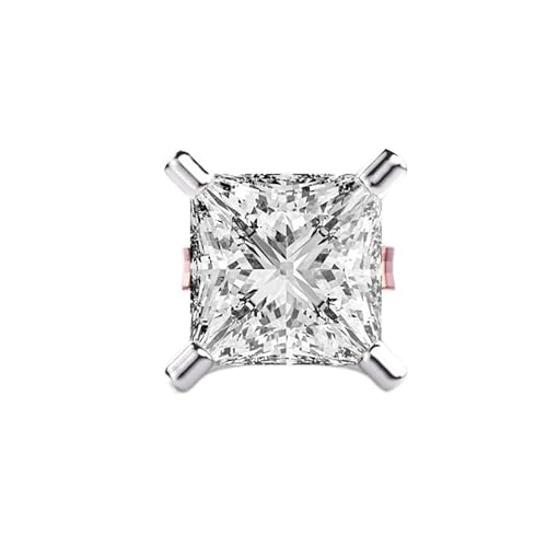 925 Sterling Silber Herren-Ohrstecker „Princess“ | Roségold-Beschichtung | Nr. Stein: 1 | Edelsteingröße: 0,30–0,39 mm | Gewicht: 0,3 Karat | Form: Prinzessin | 1,64 Gramm | • Luxus • R_00012 von LKBEADS