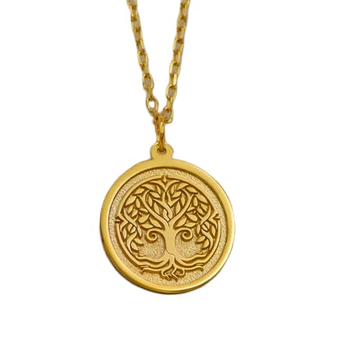 925 Sterling Silber Luxus Anhänger 22mm, Ohne Kette, Lebensbaum - Keltische Familienwurzeln, Spiritueller Schmuck, Gravierter Talisman, Vergoldet Handgefertigt|LK_OPC_01601 von LKBEADS