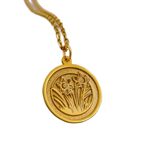 925 Sterling Silber Luxus Anhänger 22mm, Ohne Kette, Narzisse - Symbolische Blume des Neuanfangs, Botanischer Charm Schmuck, Minimalistisch - Kostenlose Gravur, vergoldet|LK_OPC_01607 von LKBEADS