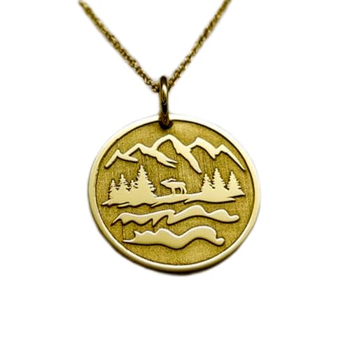 925 Sterling Silber Luxus Anhänger 25mm, ohne Kette, Berg, Medaillon, Wandern, gravierter Charm, vergoldeter handgefertigter Schmuck|LK_OPC_00917 von LKBEADS