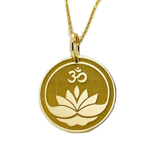 925 Sterling Silber Luxus Anhänger 25mm, ohne Kette, Om Lotus Scheibe, Charm, Layered Spiritual Ohm, Yoga, vergoldeter handgefertigter Schmuck|LK_OPC_00861 von LKBEADS