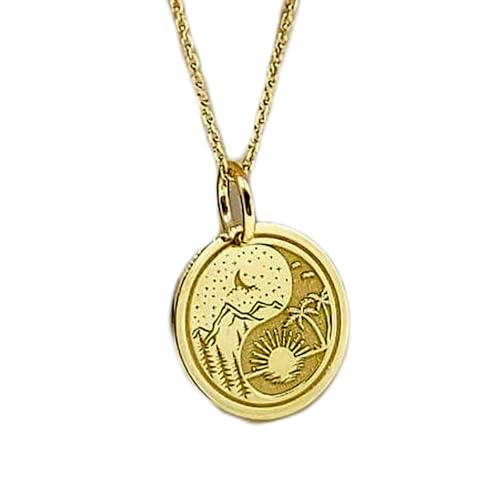 925 Sterling Silber Luxus Anhänger 28mm, Ohne Kette, Sonne Mond, plattierte Yin Yang Scheibe, Schmuck, Natur Charm, Meer und Berg, Gold Handgefertigt|LK_OPC_00214 von LKBEADS