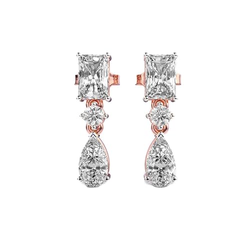 925 Sterling Silber Minimal Wonder Pear Drop Ohrringe | Roségold-Beschichtung Nr. Stein: 6 Edelsteingröße: 0,01–0,49 mm | Gewicht: 1,48 Karat Form: Strahlend & rund, Birne | 2,956 Gramm | R_00010 von LKBEADS