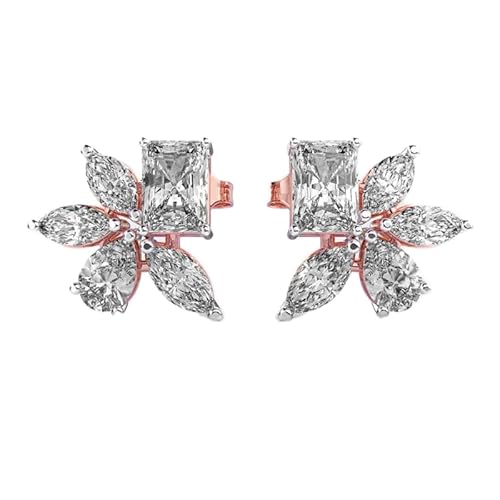 925 Sterling Silber Multishape Artsy Ohrstecker | Roségold-Beschichtung, Nr. Stein: 10, Edelsteingröße: 0,08–0,39 mm, Gewicht: 1,87 Karat, Form: Mix, 3,374 Gramm, LKE_R_00279 von LKBEADS