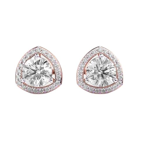 925 Sterling Silber Solitäre in Reuleaux Ohrstecker | Roségold-Beschichtung | Anzahl der Steine: 44 | Edelsteingröße: 0,10–1,49 mm | Gewicht: 2,37 Karat | Form: rund | 4,274 Gramm || R_00099 von LKBEADS