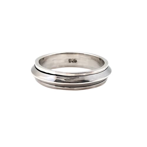 925 Sterling Silber Spinner Ring Unisex, minimalistisches Meditations-Fidget-Band, Meditation zur Angstlinderung, rotierender, gehämmerter Boho-Ring für Entspannung und Komfort | LK_SPV_T_0072 von LKBEADS