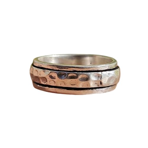 925 Sterling Silber Spinner Ring Unisex, minimalistisches Meditations-Fidget-Band, Meditation zur Angstlinderung, rotierender, gehämmerter Boho-Ring für Entspannung und Komfort | LK_SPV_T_0077 von LKBEADS