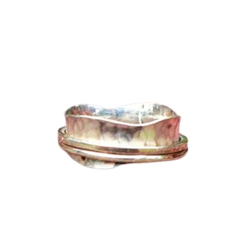 925 Sterling Silber Spinner Ring Unisex, minimalistisches Meditations-Fidget-Band, Meditation zur Angstlinderung, rotierender, gehämmerter Boho-Ring für Entspannung und Komfort | LK_SPV_T_0103 von LKBEADS