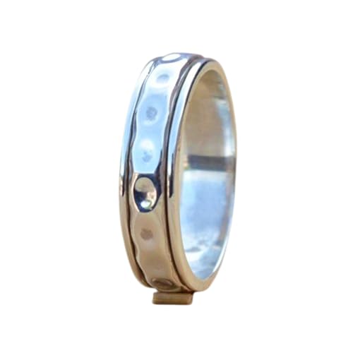 925 Sterling Silber Spinner Ring Unisex, minimalistisches Meditations-Fidget-Band, Meditation zur Angstlinderung, rotierender, gehämmerter Boho-Ring für Entspannung und Komfort|LK_SPV_T_0120 von LKBEADS