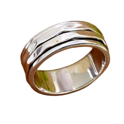925 Sterling Silber Spinner Ring Unisex, minimalistisches Meditations-Fidget-Band, Meditation zur Angstlinderung, rotierender, gehämmerter Boho-Ring für Entspannung und Komfort | LK_SPV_T_0133 von LKBEADS