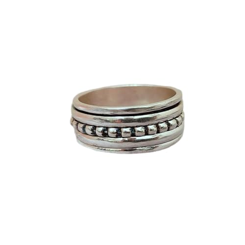925 Sterling Silber Spinner Ring Unisex, minimalistisches Meditations-Fidget-Band, Meditation zur Angstlinderung, rotierender, gehämmerter Boho-Ring für Entspannung und Komfort | LK_SPV_T_0189 von LKBEADS