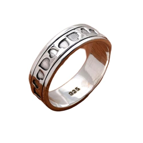 925 Sterling Silber Spinner Ring Unisex, minimalistisches Meditations-Fidget-Band, Meditation zur Angstlinderung, rotierender, gehämmerter Boho-Ring für Entspannung und Komfort|LK_SPV_T_0204 von LKBEADS