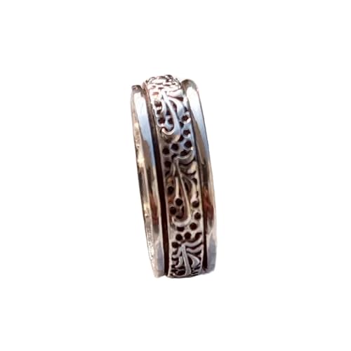 925 Sterling Silber Spinner Ring Unisex, minimalistisches Meditations-Fidget-Band, Meditation zur Angstlinderung, rotierender, gehämmerter Boho-Ring für Entspannung und Komfort | LK_SPV_T_0242 von LKBEADS