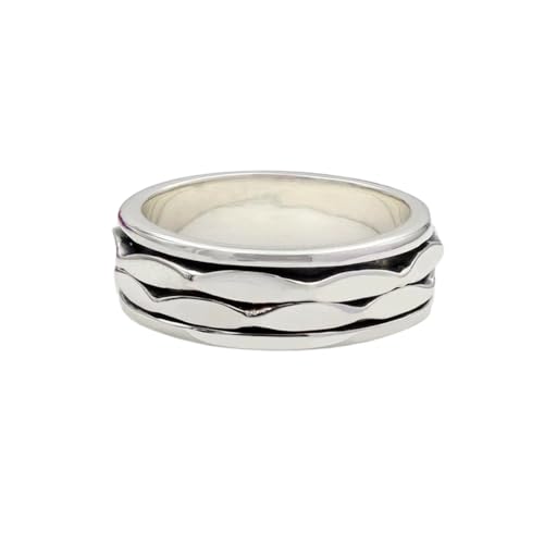 925 Sterling Silber Spinner Ring Unisex, minimalistisches Meditations-Fidget-Band, Meditation zur Angstlinderung, rotierender, gehämmerter Boho-Ring für Entspannung und Komfort | LK_SPV_T_0287 von LKBEADS