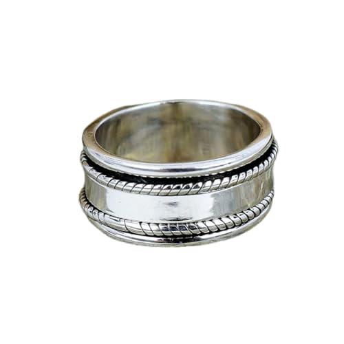 925 Sterling Silber Spinner Ring Unisex, minimalistisches Meditations-Fidget-Band, Meditation zur Angstlinderung, rotierender, gehämmerter Boho-Ring für Entspannung und Komfort | LK_SPV_T_0303 von LKBEADS