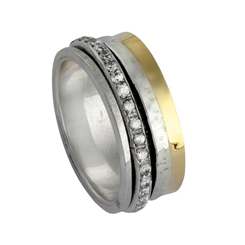 925 Sterling Silber Spinner Ring Unisex, minimalistisches Meditations-Fidget-Band, Meditation zur Angstlinderung, rotierender, gehämmerter Boho-Ring für Entspannung und Komfort | LK_SPV_T_0327 von LKBEADS