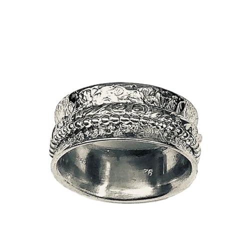 925 Sterling Silber Spinner Ring Unisex, minimalistisches Meditations-Fidget-Band, Meditation zur Angstlinderung, rotierender, gehämmerter Boho-Ring für Entspannung und Komfort | LK_SPV_T_0329 925 Sterling Silber Spinner Ring Unisex, minimalistisches Meditations-Fidget-Band, Meditation zur Angstlinderung, rotierender, gehämmerter Boho-Ring für Entspannung und Komfort | LK_SPV_T_0329 von LKBEADS