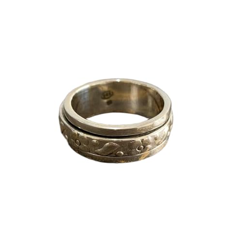 925 Sterling Silber Spinner Ring Unisex, minimalistisches Meditations-Fidget-Band, Meditation zur Angstlinderung, rotierender, gehämmerter Boho-Ring für Entspannung und Komfort | LK_SPV_T_0364 von LKBEADS