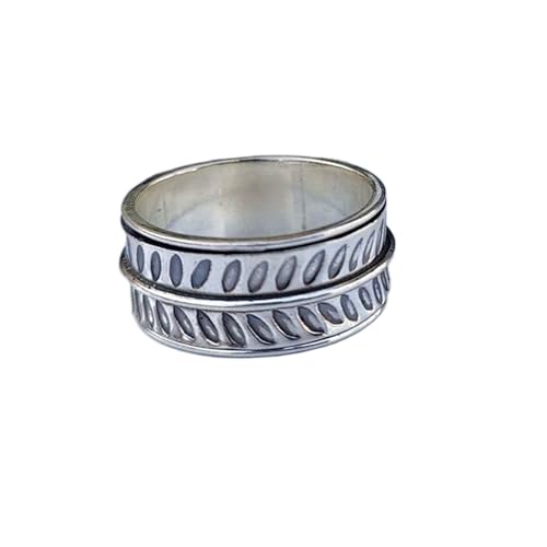 925 Sterling Silber Spinner Ring Unisex, minimalistisches Meditations-Fidget-Band, Meditation zur Angstlinderung, rotierender, gehämmerter Boho-Ring für Entspannung und Komfort | LK_SPV_T_0369 von LKBEADS