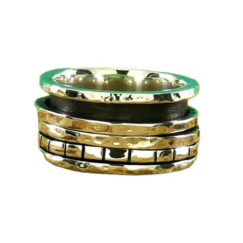 925 Sterling Silber Spinner Ring Unisex, minimalistisches Meditations-Fidget-Band, Meditation zur Angstlinderung, rotierender, gehämmerter Boho-Ring für Entspannung und Komfort | LK_SPV_T_0459 von LKBEADS