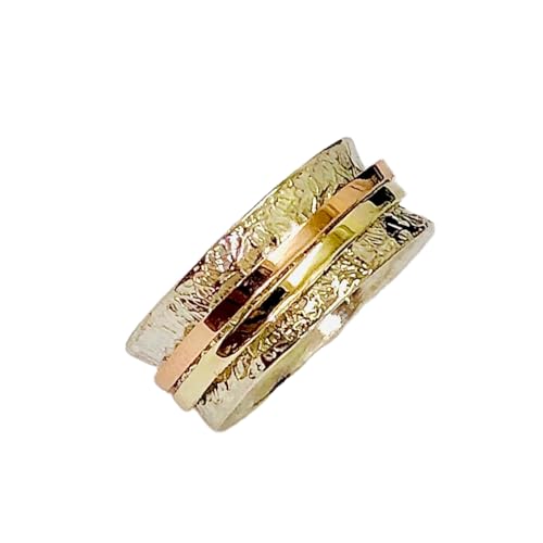 925 Sterling Silber Spinner Ring Unisex, minimalistisches Meditations-Fidget-Band, Meditation zur Angstlinderung, rotierender, gehämmerter Boho-Ring für Entspannung und Komfort | LK_SPV_T_0465 von LKBEADS