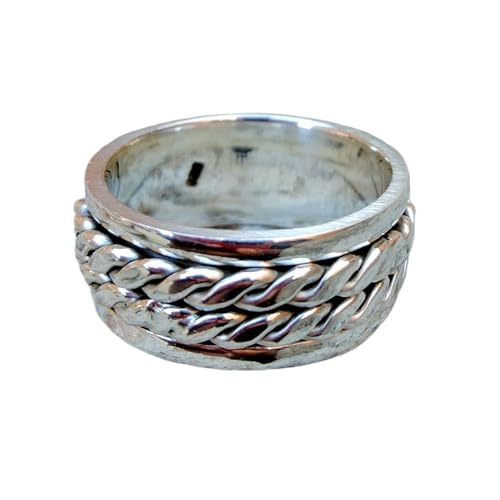 925 Sterling Silber Spinner Ring Unisex, minimalistisches Meditations-Fidget-Band, Meditation zur Angstlinderung, rotierender, gehämmerter Boho-Ring für Entspannung und Komfort | LK_SPV_T_0512 von LKBEADS