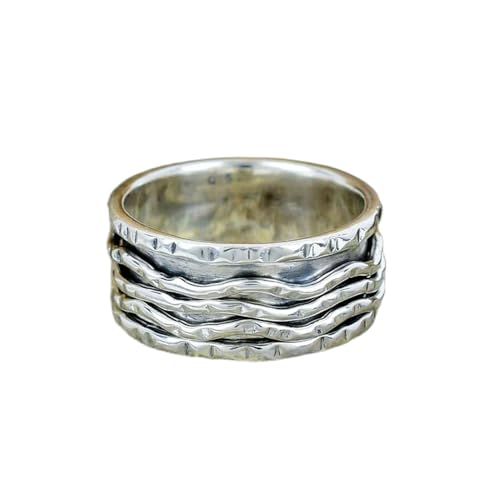 925 Sterling Silber Spinner Ring Unisex, minimalistisches Meditations-Fidget-Band, Meditation zur Angstlinderung, rotierender, gehämmerter Boho-Ring für Entspannung und Komfort | LK_SPV_T_0513 925 Sterling Silber Spinner Ring Unisex, minimalistisches Meditations-Fidget-Band, Meditation zur Angstlinderung, rotierender, gehämmerter Boho-Ring für Entspannung und Komfort | LK_SPV_T_0513 von LKBEADS