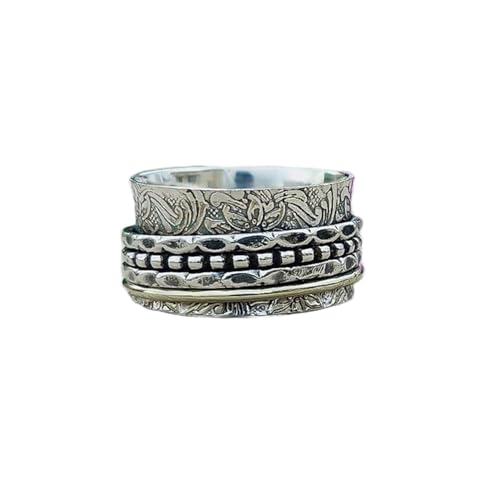 925 Sterling Silber Spinner Ring Unisex, minimalistisches Meditations-Fidget-Band, Meditation zur Angstlinderung, rotierender, gehämmerter Boho-Ring für Entspannung und Komfort | LK_SPV_T_0549 von LKBEADS