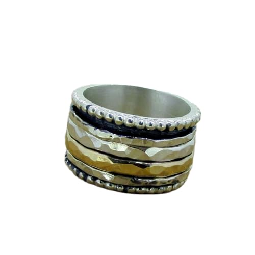 925 Sterling Silber Spinner Ring Unisex, minimalistisches Meditations-Fidget-Band, Meditation zur Angstlinderung, rotierender, gehämmerter Boho-Ring für Entspannung und Komfort | LK_SPV_T_0572 von LKBEADS