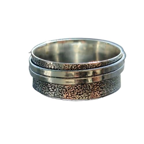 925 Sterling Silber Spinner Ring Unisex, minimalistisches Meditations-Fidget-Band, Meditation zur Angstlinderung, rotierender, gehämmerter Boho-Ring für Entspannung und Komfort | LK_SPV_T_0606 von LKBEADS