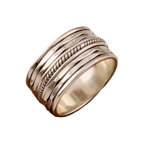 925 Sterling Silber Spinner Ring Unisex, minimalistisches Meditations-Fidget-Band, Meditation zur Angstlinderung, rotierender, gehämmerter Boho-Ring für Entspannung und Komfort | LK_SPV_T_0636 von LKBEADS