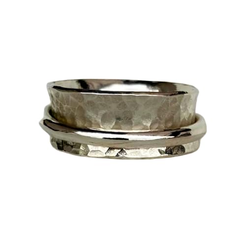 925 Sterling Silber Spinner Ring Unisex, minimalistisches Meditations-Fidget-Band, Meditation zur Angstlinderung, rotierender, gehämmerter Boho-Ring für Entspannung und Komfort | LK_SPV_T_0637 925 Sterling Silber Spinner Ring Unisex, minimalistisches Meditations-Fidget-Band, Meditation zur Angstlinderung, rotierender, gehämmerter Boho-Ring für Entspannung und Komfort | LK_SPV_T_0637 von LKBEADS