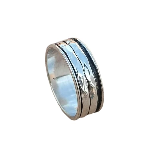 925 Sterling Silber Spinner Ring Unisex, minimalistisches Meditations-Fidget-Band, Meditation zur Angstlinderung, rotierender, gehämmerter Boho-Ring für Entspannung und Komfort | LK_SPV_T_0641 925 Sterling Silber Spinner Ring Unisex, minimalistisches Meditations-Fidget-Band, Meditation zur Angstlinderung, rotierender, gehämmerter Boho-Ring für Entspannung und Komfort | LK_SPV_T_0641 von LKBEADS