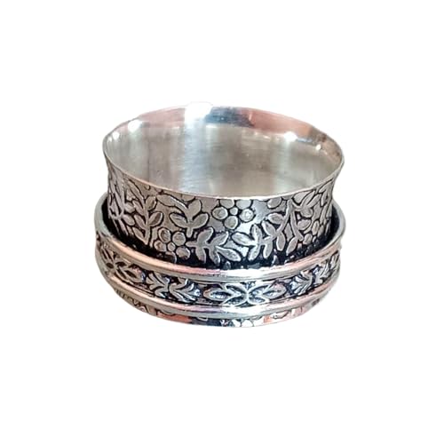 925 Sterling Silber Spinner Ring Unisex, minimalistisches Meditations-Fidget-Band, Meditation zur Angstlinderung, rotierender, gehämmerter Boho-Ring für Entspannung und Komfort | LK_SPV_T_0658 von LKBEADS
