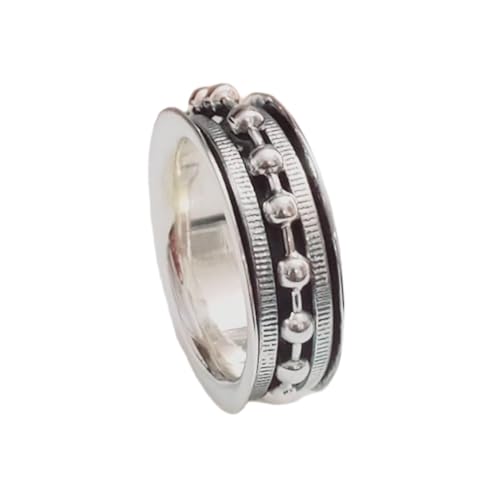925 Sterling Silber Spinner Ring Unisex, minimalistisches Meditations-Fidget-Band, Meditation zur Angstlinderung, rotierender, gehämmerter Boho-Ring für Entspannung und Komfort | LK_SPV_T_0694 von LKBEADS