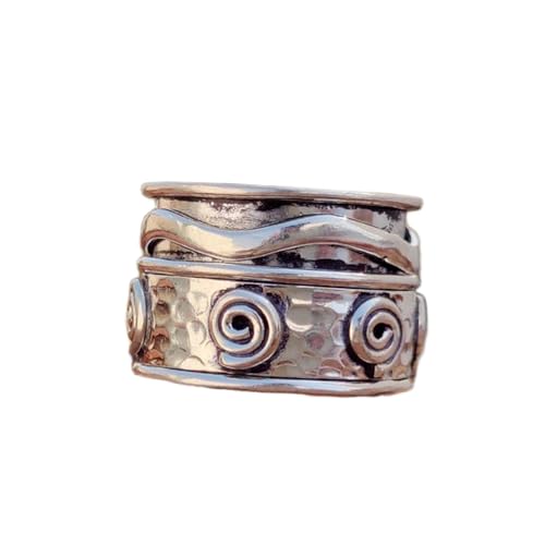 925 Sterling Silber Spinner Ring Unisex, minimalistisches Meditations-Fidget-Band, Meditation zur Angstlinderung, rotierender, gehämmerter Boho-Ring für Entspannung und Komfort | LK_SPV_T_0699 von LKBEADS