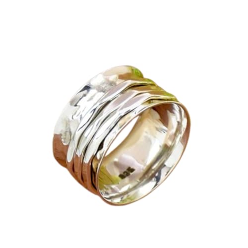 925 Sterling Silber Spinner Ring Unisex, minimalistisches Meditations-Fidget-Band, Meditation zur Angstlinderung, rotierender, gehämmerter Boho-Ring für Entspannung und Komfort | LK_SPV_T_0711 von LKBEADS