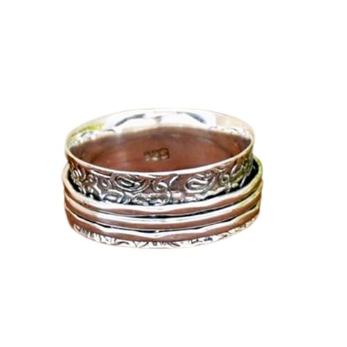 925 Sterling Silber Spinner Ring Unisex, minimalistisches Meditations-Fidget-Band, Meditation zur Angstlinderung, rotierender, gehämmerter Boho-Ring für Entspannung und Komfort | LK_SPV_T_0721 von LKBEADS