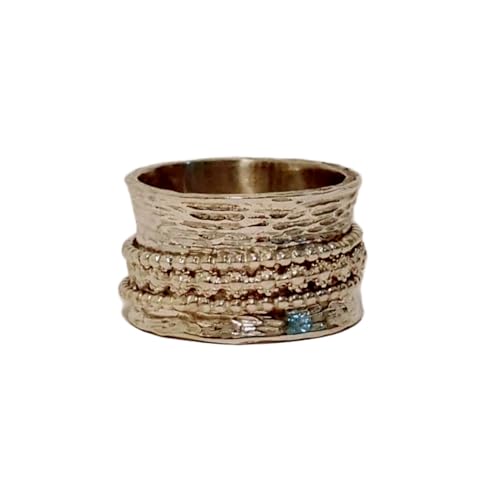 925 Sterling Silber Spinner Ring Unisex, minimalistisches Meditations-Fidget-Band, Meditation zur Angstlinderung, rotierender, gehämmerter Boho-Ring für Entspannung und Komfort | LK_SPV_T_0758 von LKBEADS