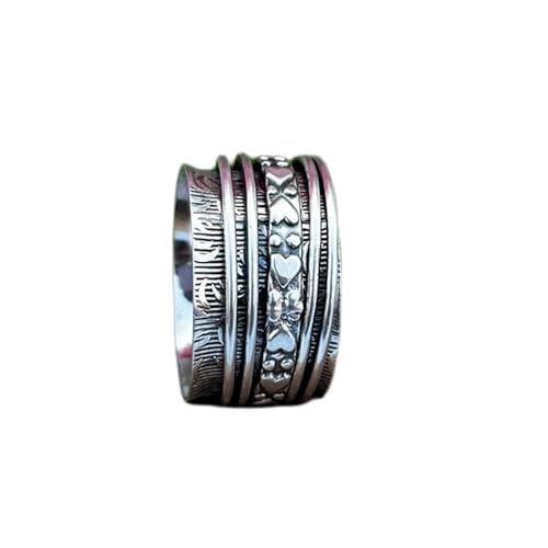 925 Sterling Silber Spinner Ring Unisex, minimalistisches Meditations-Fidget-Band, Meditation zur Angstlinderung, rotierender, gehämmerter Boho-Ring für Entspannung und Komfort | LK_SPV_T_0770 von LKBEADS