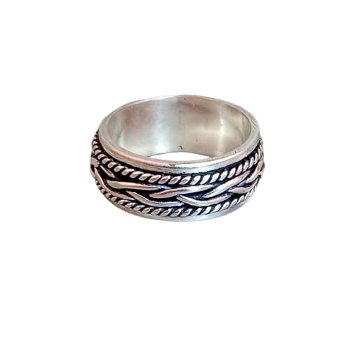 925 Sterling Silber Spinner Ring Unisex, minimalistisches Meditations-Fidget-Band, Meditation zur Angstlinderung, rotierender, gehämmerter Boho-Ring für Entspannung und Komfort | LK_SPV_T_0785 von LKBEADS