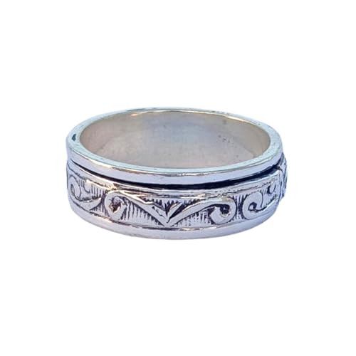 925 Sterling Silber Spinner Ring Unisex, minimalistisches Meditations-Fidget-Band, Meditation zur Angstlinderung, rotierender, gehämmerter Boho-Ring für Entspannung und Komfort | LK_SPV_T_0792 von LKBEADS