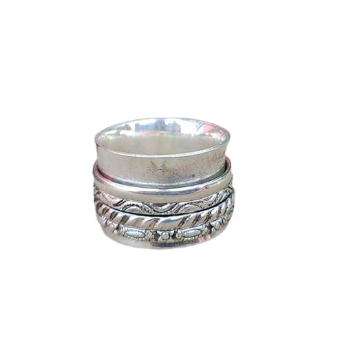 925 Sterling Silber Spinner Ring Unisex, minimalistisches Meditations-Fidget-Band, Meditation zur Angstlinderung, rotierender, gehämmerter Boho-Ring für Entspannung und Komfort | LK_SPV_T_0804 von LKBEADS