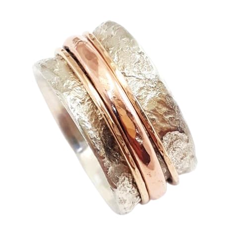 925 Sterling Silber Spinner Ring Unisex, minimalistisches Meditations-Fidget-Band, Meditation zur Angstlinderung, rotierender, gehämmerter Boho-Ring für Entspannung und Komfort | LK_SPV_T_0817 von LKBEADS