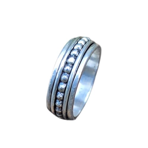 925 Sterling Silber Spinner Ring Unisex, minimalistisches Meditations-Fidget-Band, Meditation zur Angstlinderung, rotierender, gehämmerter Boho-Ring für Entspannung und Komfort | LK_SPV_T_0841 von LKBEADS