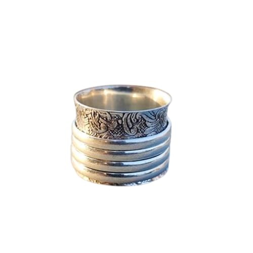 925 Sterling Silber Spinner Ring Unisex, minimalistisches Meditations-Fidget-Band, Meditation zur Angstlinderung, rotierender, gehämmerter Boho-Ring für Entspannung und Komfort | LK_SPV_T_0843 von LKBEADS