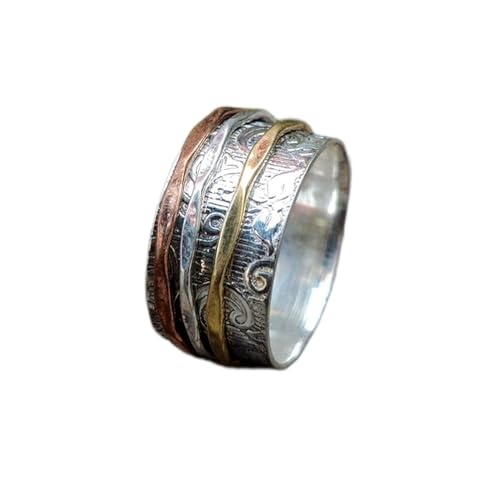 925 Sterling Silber Spinner Ring Unisex, minimalistisches Meditations-Fidget-Band, Meditation zur Angstlinderung, rotierender, gehämmerter Boho-Ring für Entspannung und Komfort | LK_SPV_T_0846 925 Sterling Silber Spinner Ring Unisex, minimalistisches Meditations-Fidget-Band, Meditation zur Angstlinderung, rotierender, gehämmerter Boho-Ring für Entspannung und Komfort | LK_SPV_T_0846 von LKBEADS