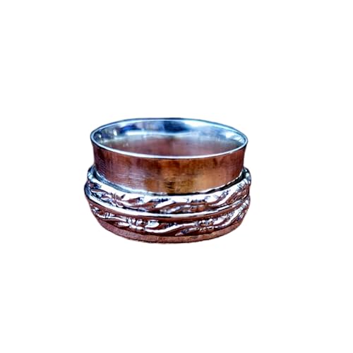 925 Sterling Silber Spinner Ring Unisex, minimalistisches Meditations-Fidget-Band, Meditation zur Angstlinderung, rotierender, gehämmerter Boho-Ring für Entspannung und Komfort | LK_SPV_T_0851 925 Sterling Silber Spinner Ring Unisex, minimalistisches Meditations-Fidget-Band, Meditation zur Angstlinderung, rotierender, gehämmerter Boho-Ring für Entspannung und Komfort | LK_SPV_T_0851 von LKBEADS